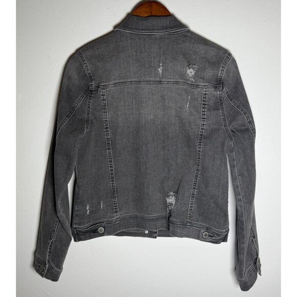 Risen Black Washed Jean Jacket Women's Size Medium Distressed - Picture 3 of 12
